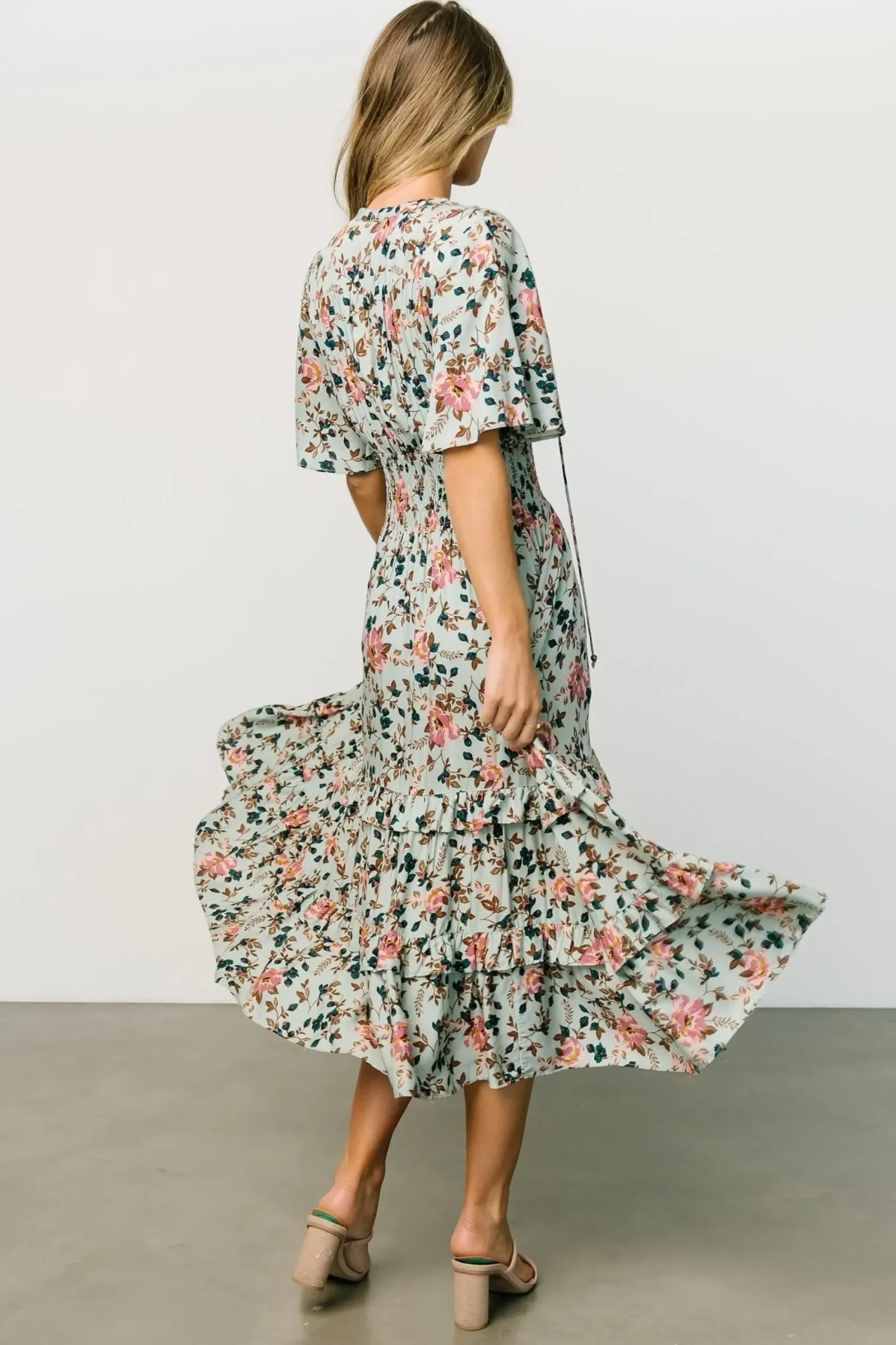Clearance Baltic Born Spell Boho Midi Dress | Sage + Pink Floral