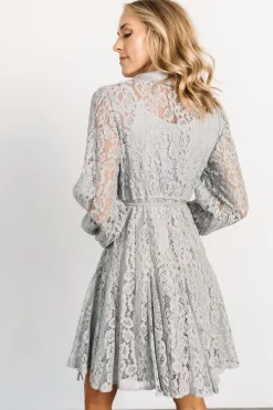Clearance Baltic Born Stefan Lace Short Dress | Dove Gray
