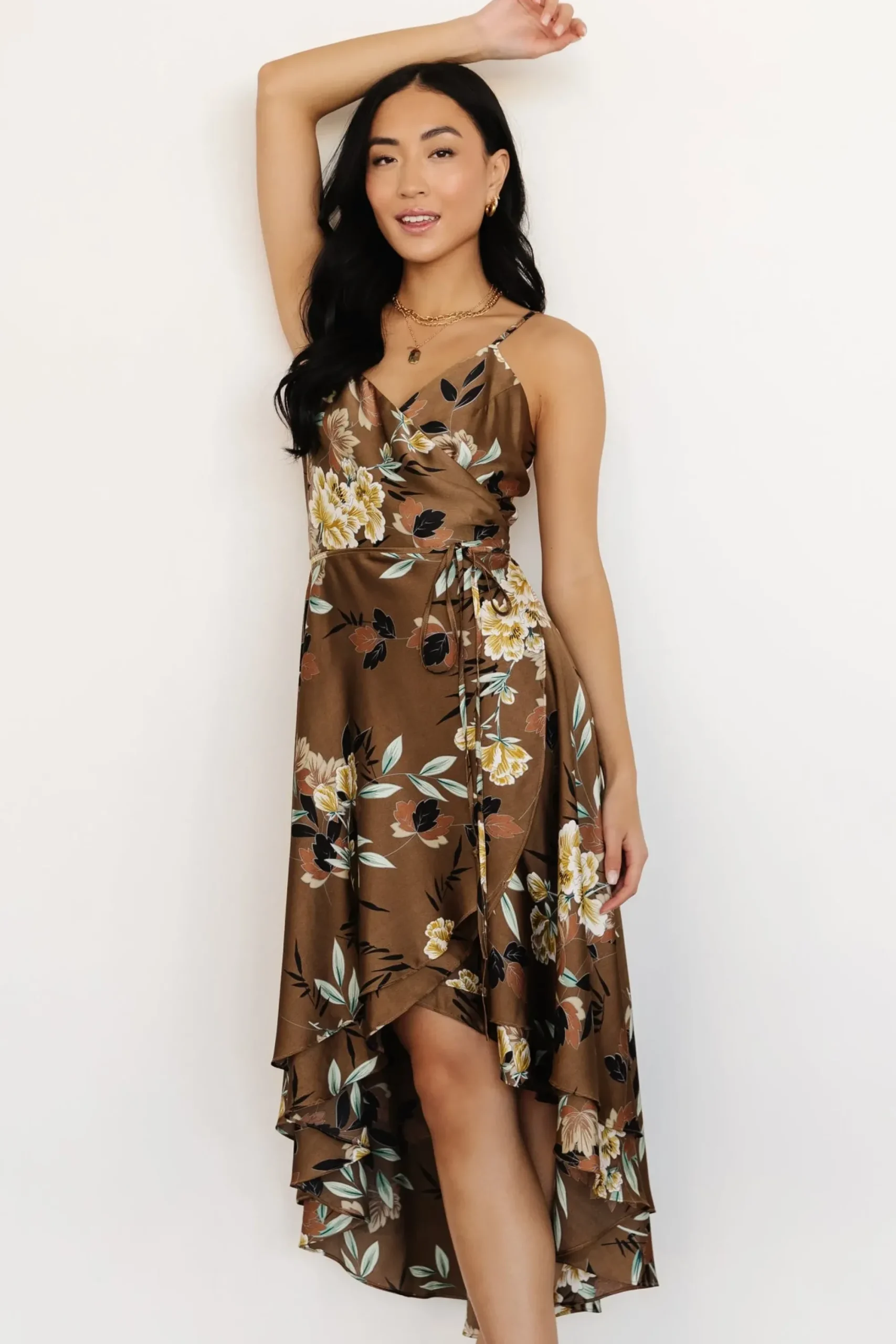 Hot Baltic Born Steffi Tulip Wrap Dress | Mocha Floral
