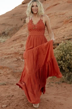 New Baltic Born Summerlin Lace Top Maxi Dress | Rust