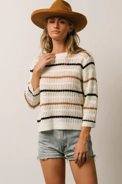 Clearance Baltic Born Sundance Knit Sweater Top | Ivory Multi Stripe