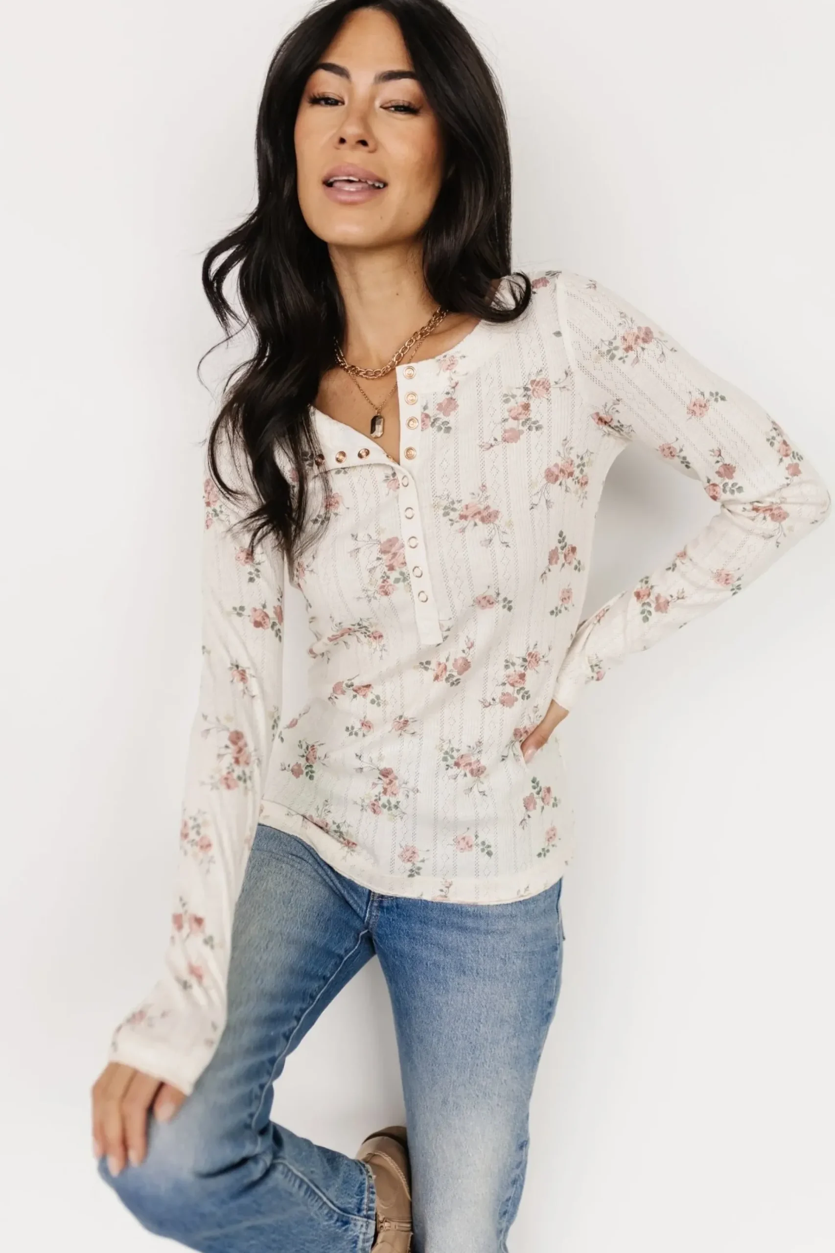 Best Baltic Born Suzanne Henley Top | Cream Floral