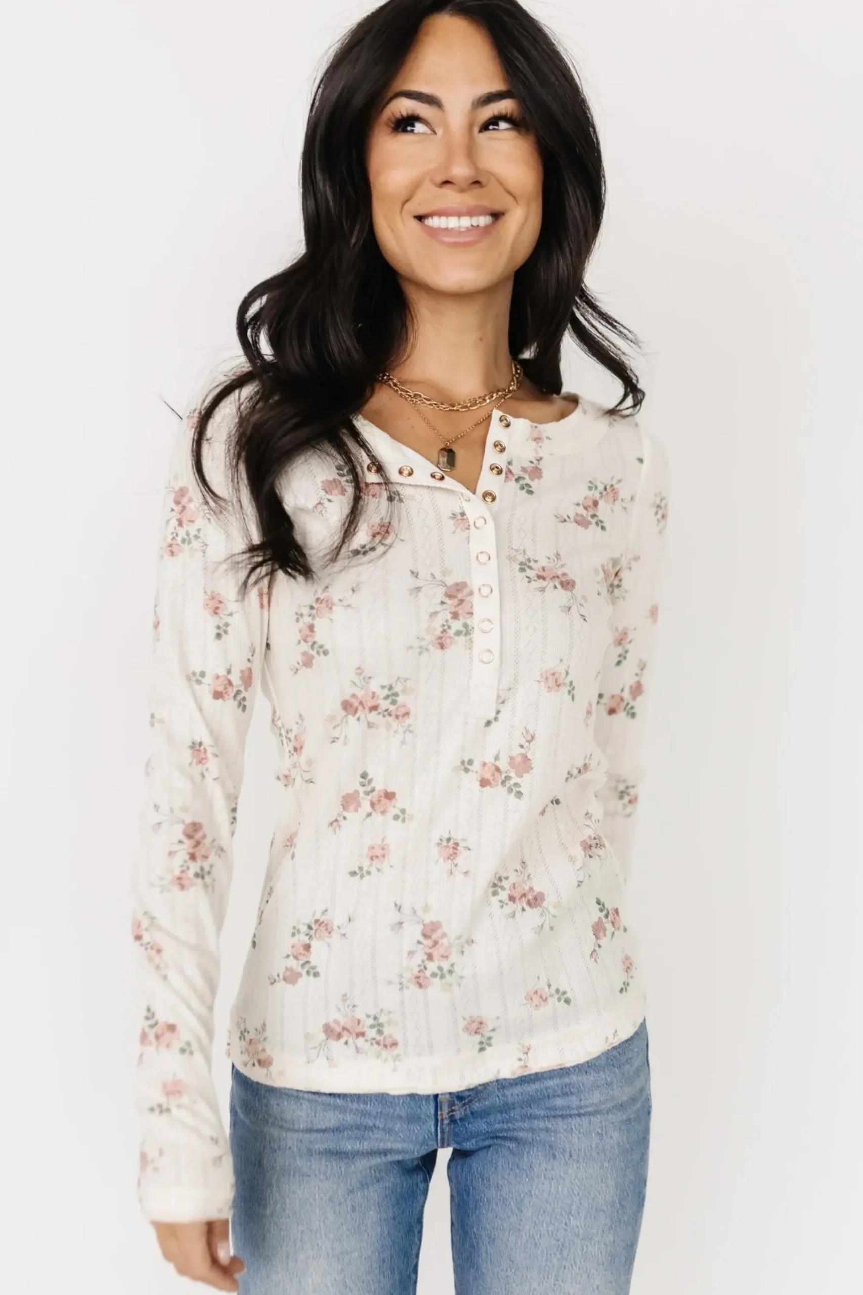 Best Baltic Born Suzanne Henley Top | Cream Floral