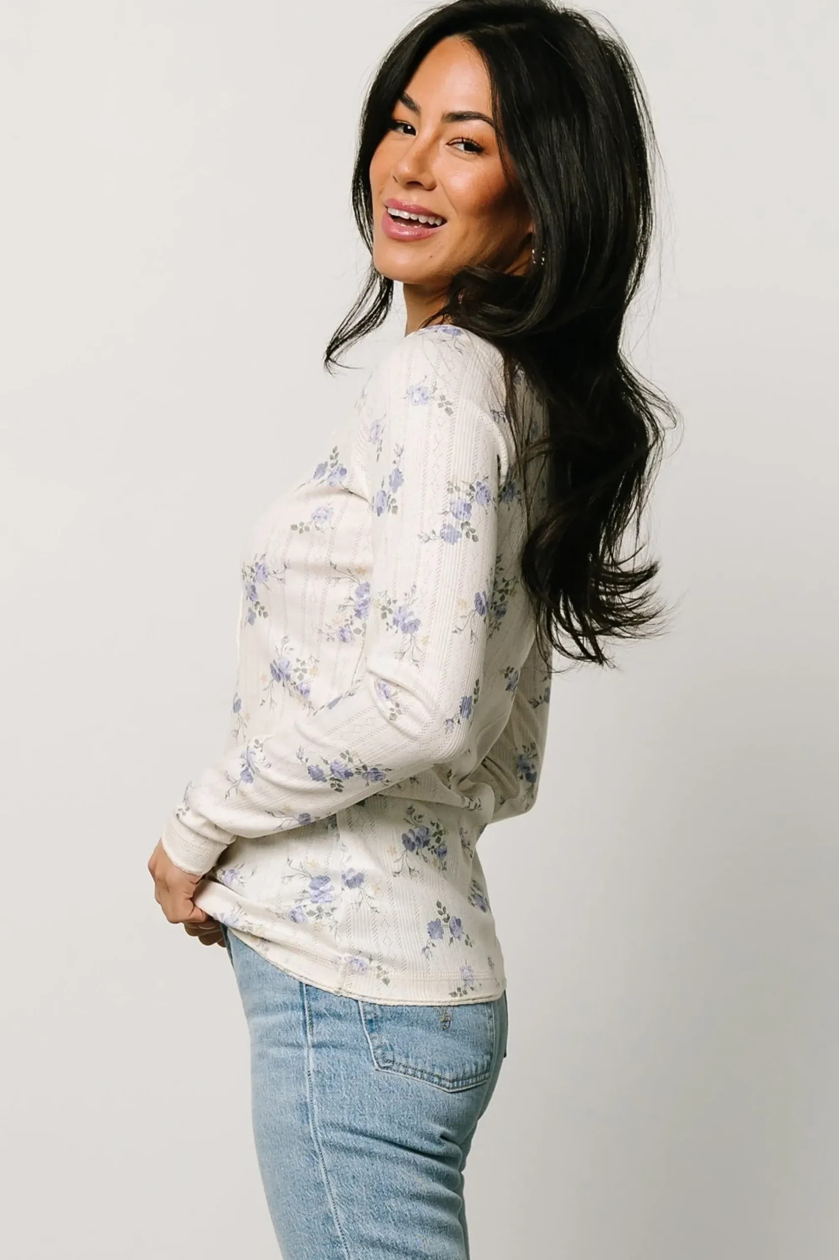 Fashion Baltic Born Suzanne Henley Top | Periwinkle Floral