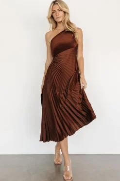 Online Baltic Born Tasia One Shoulder Pleated Dress | Mahogany