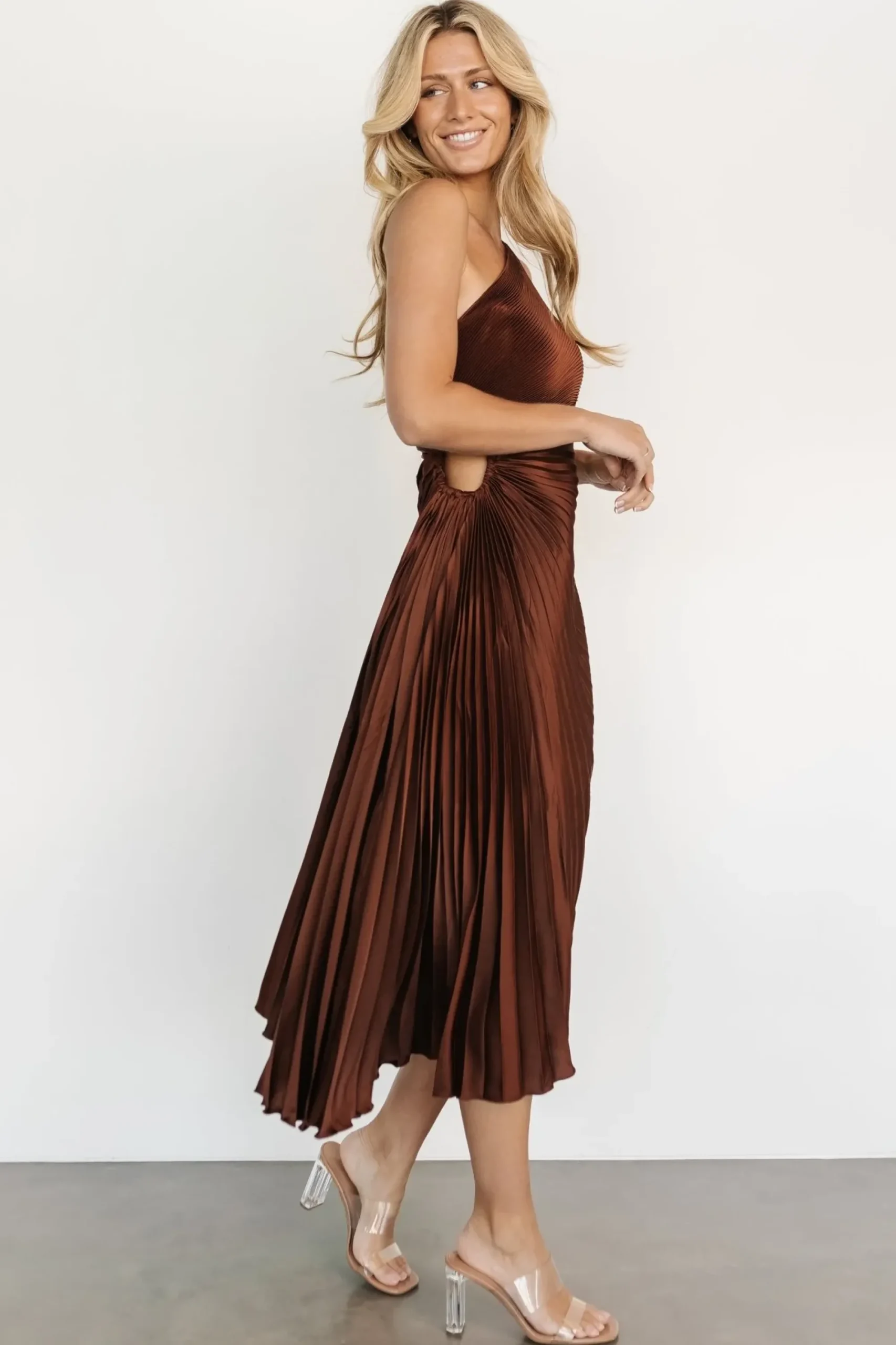 Online Baltic Born Tasia One Shoulder Pleated Dress | Mahogany
