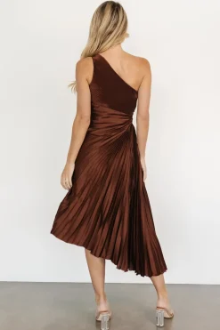 Online Baltic Born Tasia One Shoulder Pleated Dress | Mahogany