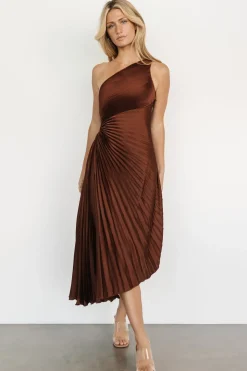 Online Baltic Born Tasia One Shoulder Pleated Dress | Mahogany
