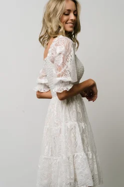 Online Baltic Born Tate Smocked Lace Short Dress | Off White