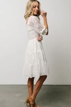 Online Baltic Born Tate Smocked Lace Short Dress | Off White