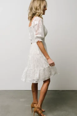 Online Baltic Born Tate Smocked Lace Short Dress | Off White