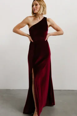 Clearance Baltic Born Tatiana Velvet One Shoulder Maxi Dress | Merlot