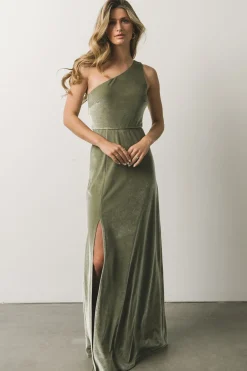 Outlet Baltic Born Tatiana Velvet One Shoulder Maxi Dress | Sage