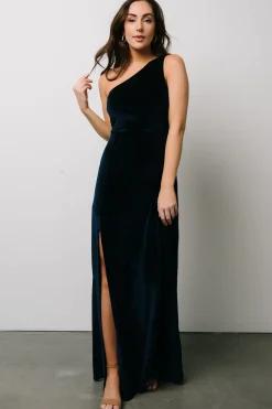 Hot Baltic Born Tatiana Velvet One Shoulder Maxi Dress | Navy