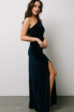 Hot Baltic Born Tatiana Velvet One Shoulder Maxi Dress | Navy