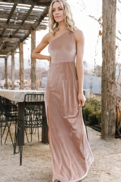 Hot Baltic Born Tatiana Velvet One Shoulder Maxi Dress | Champagne