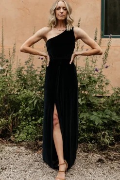 Outlet Baltic Born Tatiana Velvet One Shoulder Maxi Dress | Black