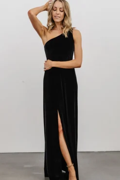 Outlet Baltic Born Tatiana Velvet One Shoulder Maxi Dress | Black