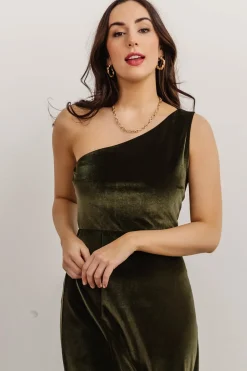Hot Baltic Born Tatiana Velvet One Shoulder Maxi Dress | Olive