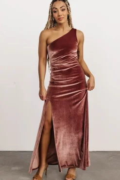 Hot Baltic Born Tatiana Velvet One Shoulder Maxi Dress | Rose