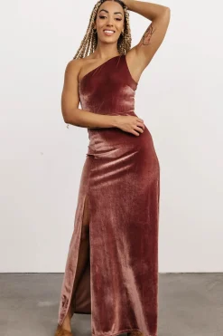 Hot Baltic Born Tatiana Velvet One Shoulder Maxi Dress | Rose