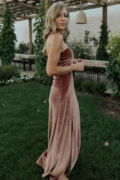 Hot Baltic Born Tatiana Velvet One Shoulder Maxi Dress | Rose