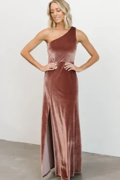 Hot Baltic Born Tatiana Velvet One Shoulder Maxi Dress | Rose