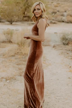 Online Baltic Born Tatiana Velvet One Shoulder Maxi Dress | Bronze