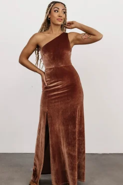 Online Baltic Born Tatiana Velvet One Shoulder Maxi Dress | Bronze