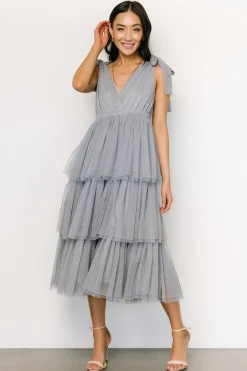 Hot Baltic Born Tessa Tiered Tulle Tank Dress | Slate Blue