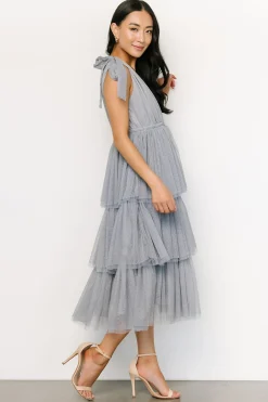 Hot Baltic Born Tessa Tiered Tulle Tank Dress | Slate Blue