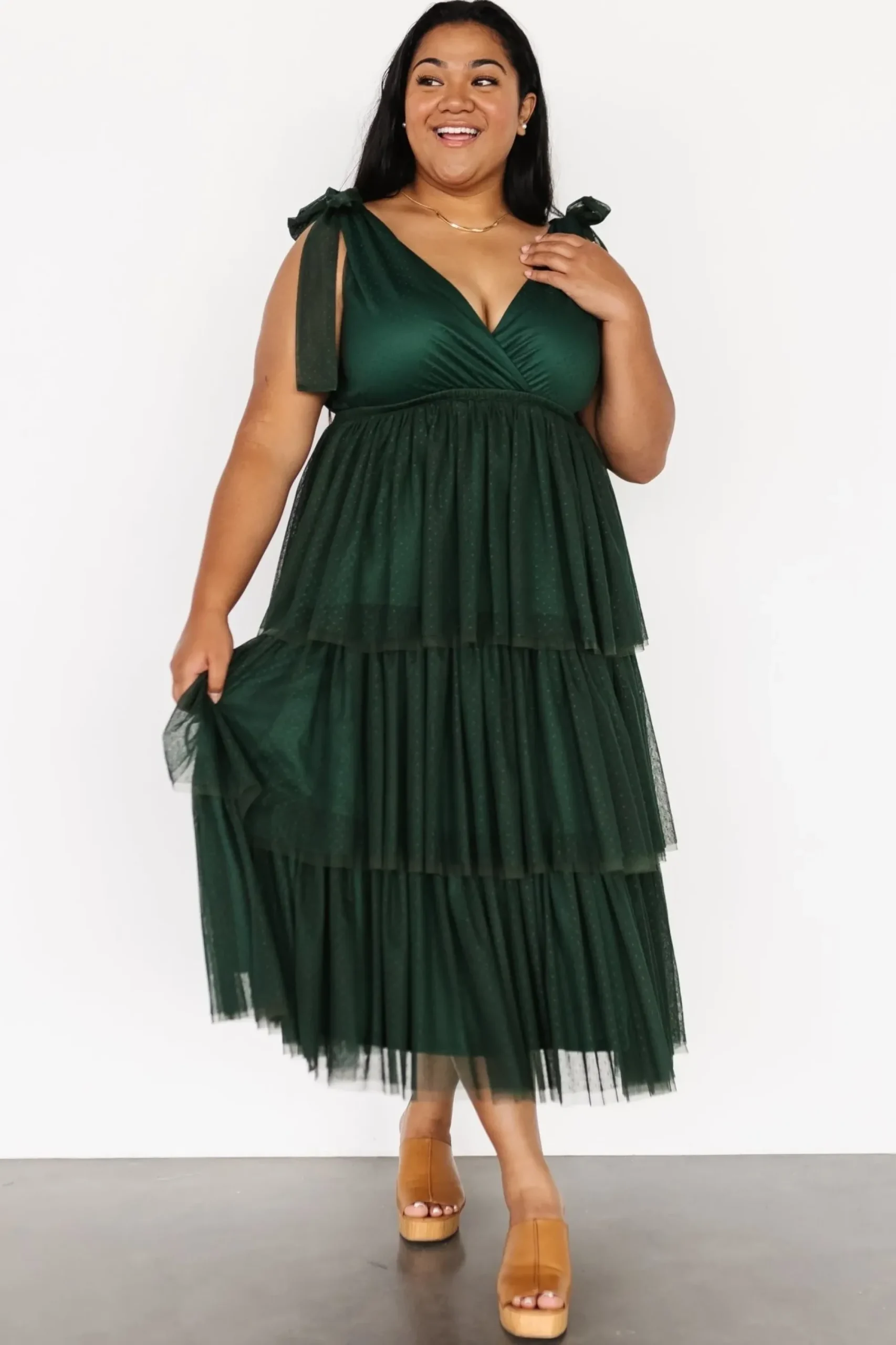 New Baltic Born Tessa Tiered Tulle Tank Dress | Dark Green