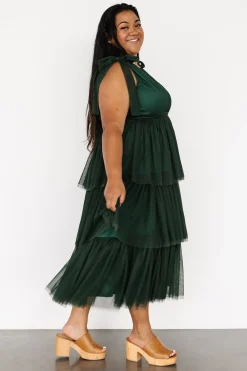 New Baltic Born Tessa Tiered Tulle Tank Dress | Dark Green