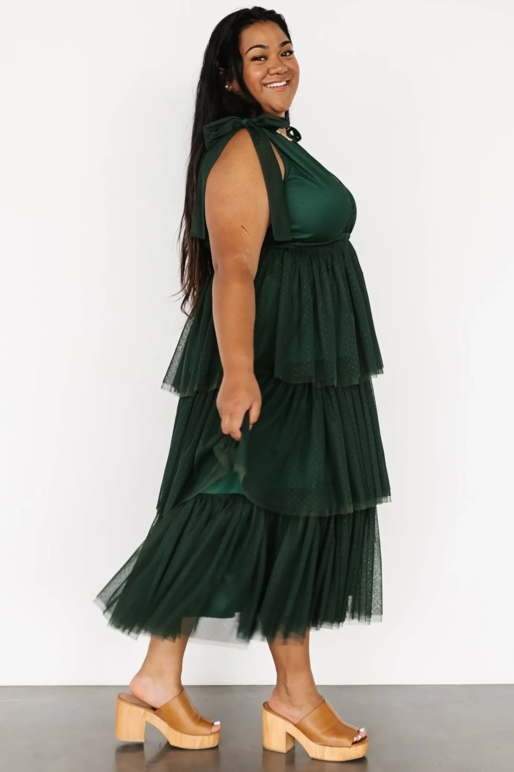 New Baltic Born Tessa Tiered Tulle Tank Dress | Dark Green