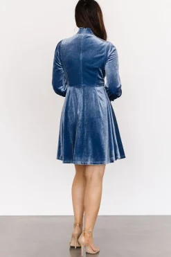Clearance Baltic Born Tina Velvet Short Dress | Blue