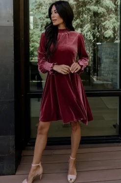 Fashion Baltic Born Tina Velvet Short Dress | Mauve