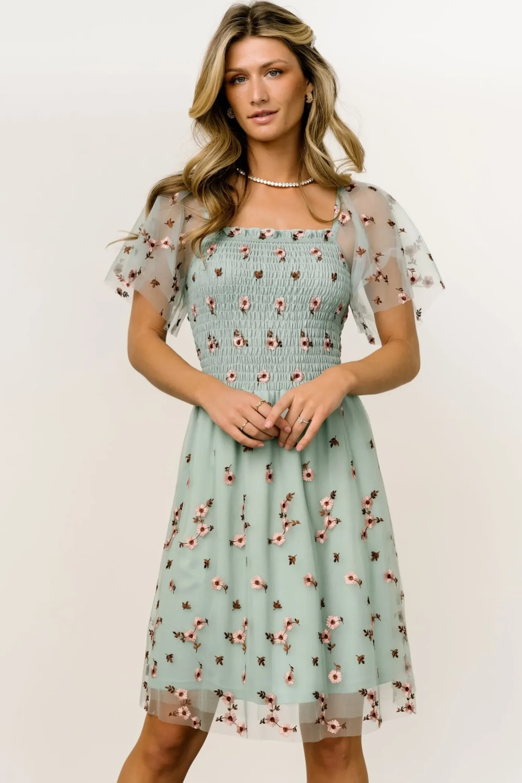 Clearance Baltic Born Tivoli Tulle Short Dress | Sage + Pink