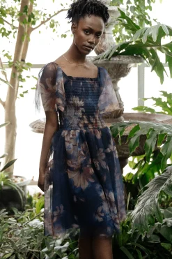 New Baltic Born Tivoli Tulle Short Dress | Dark Blue Floral