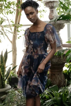New Baltic Born Tivoli Tulle Short Dress | Dark Blue Floral