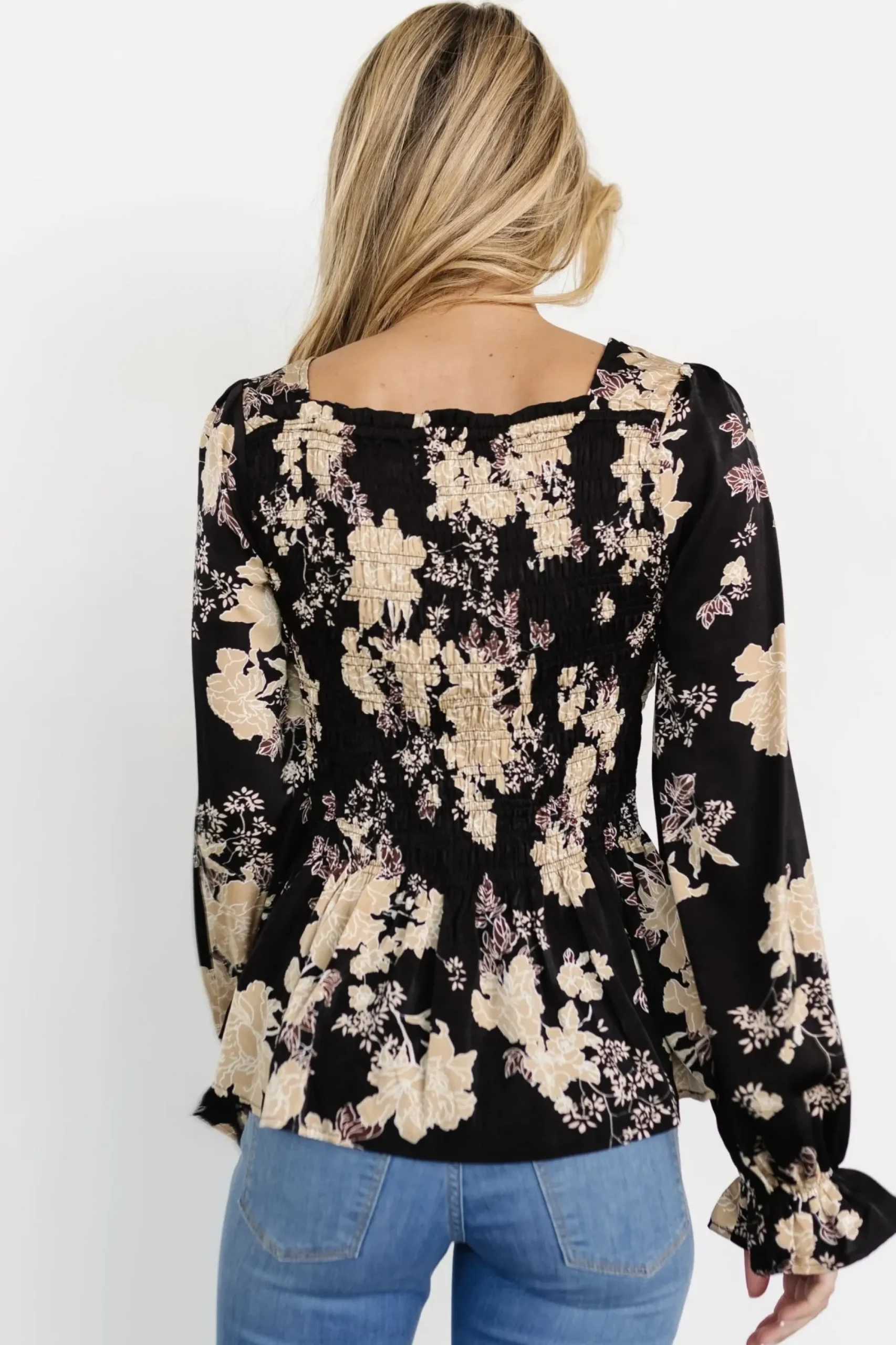 Online Baltic Born Topanga Smocked Top | Black Floral