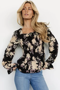 Online Baltic Born Topanga Smocked Top | Black Floral