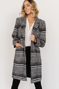 Sale Baltic Born Townley Houndstooth Coat | Black + Off White