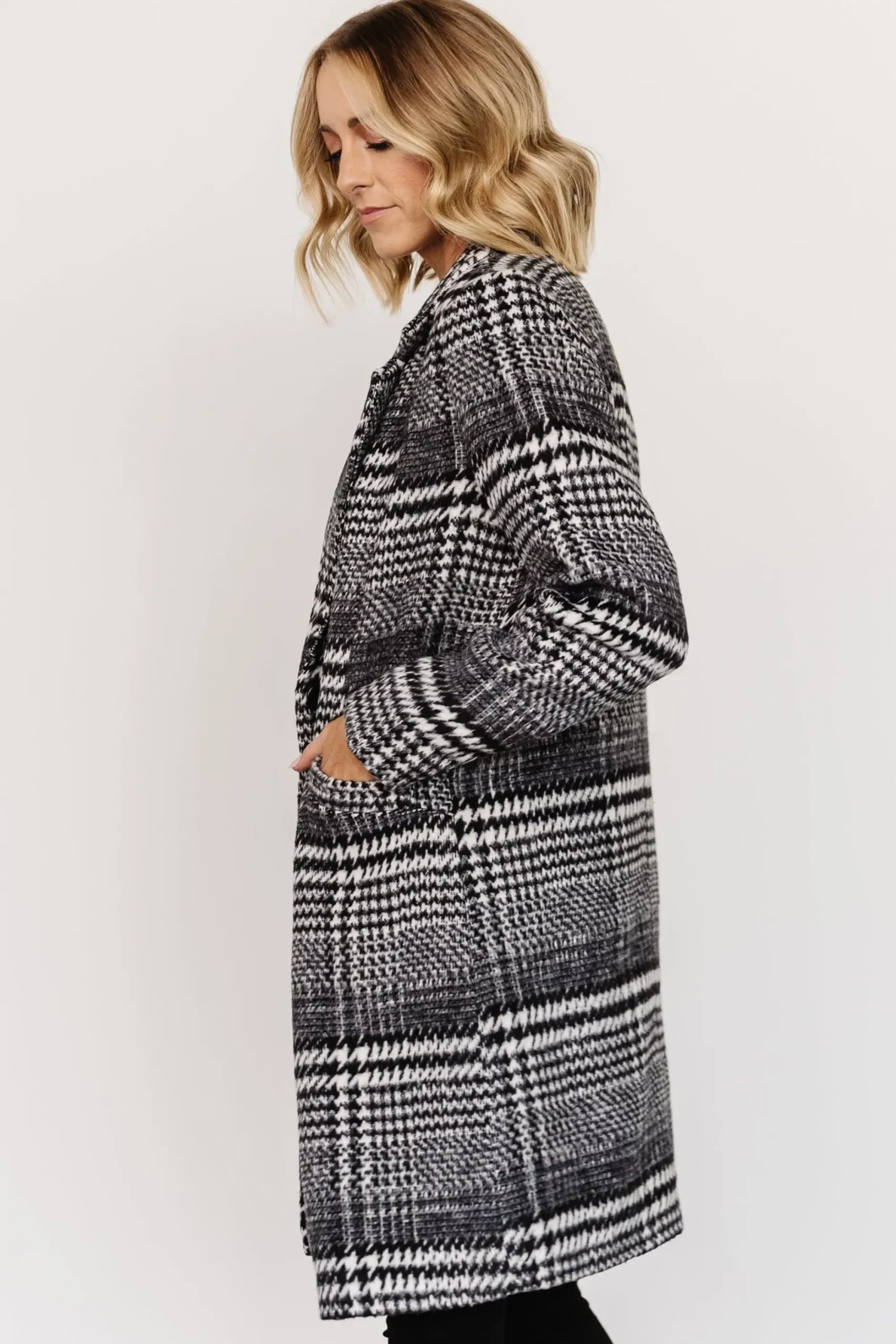 Sale Baltic Born Townley Houndstooth Coat | Black + Off White
