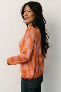 Sale Baltic Born Travis Checkered Sweater | Orange + Pink