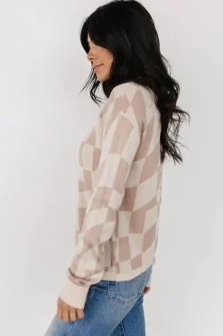 Best Baltic Born Travis Checkered Sweater | Sand + Mocha