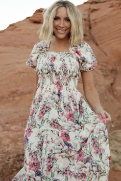 Clearance Baltic Born Tulsa Smocked Dress | Cream + Pink