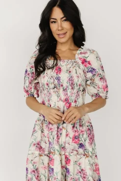 Clearance Baltic Born Tulsa Smocked Dress | Cream + Pink