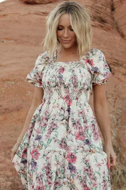 Clearance Baltic Born Tulsa Smocked Dress | Cream + Pink