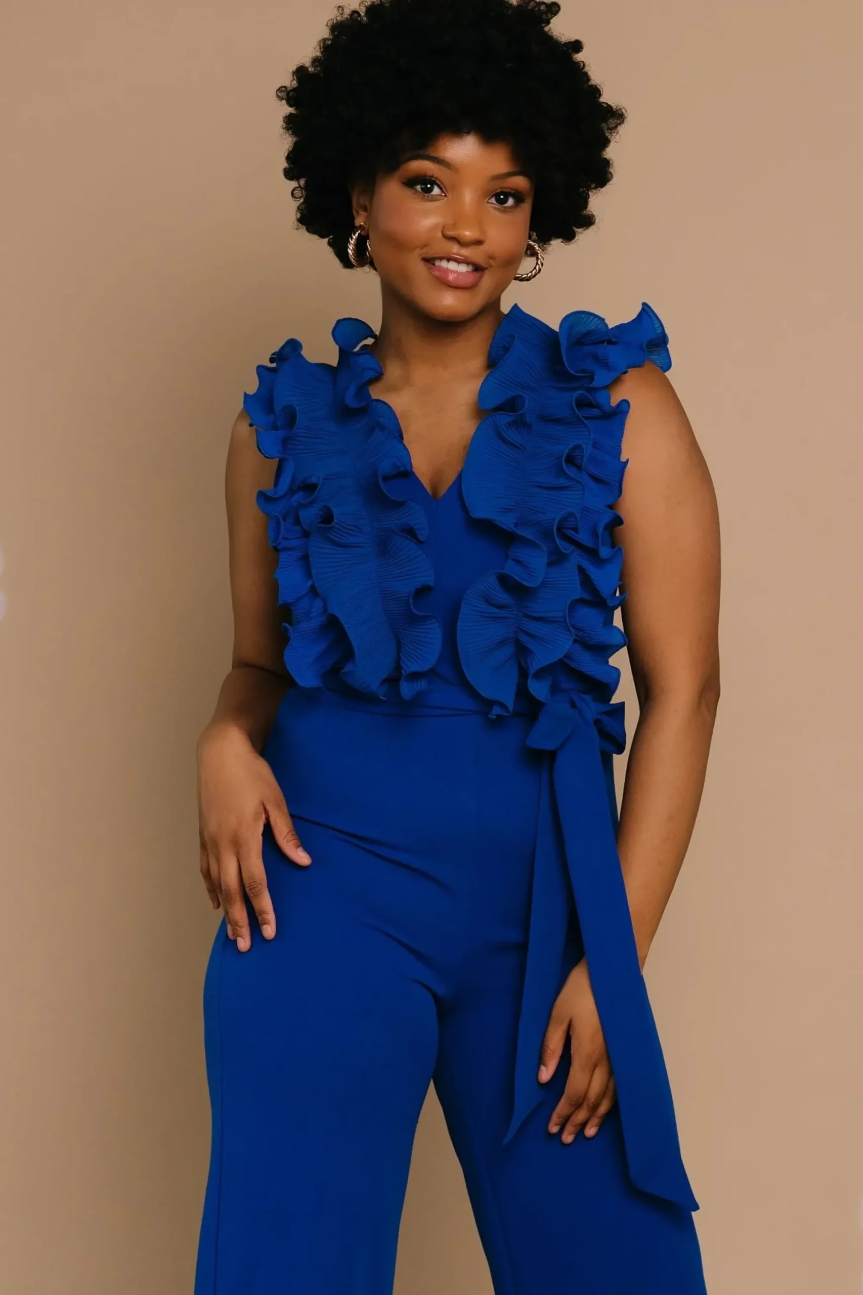 Outlet Baltic Born Tyra Ruffle Tank Jumpsuit | Cobalt