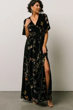 Best Baltic Born Uma Velvet Maxi Dress | Black Butterfly Print